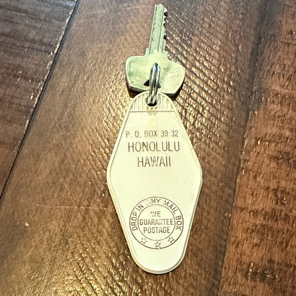 Royal Hawaiian Sheraton Key with Honolulu Keychain 1970s Vintage